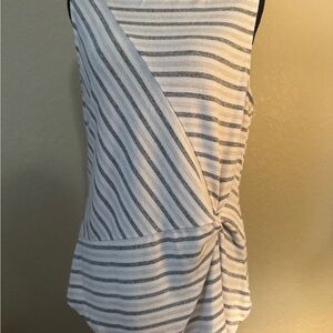 Banana Republic Gray and White Striped Tank Top